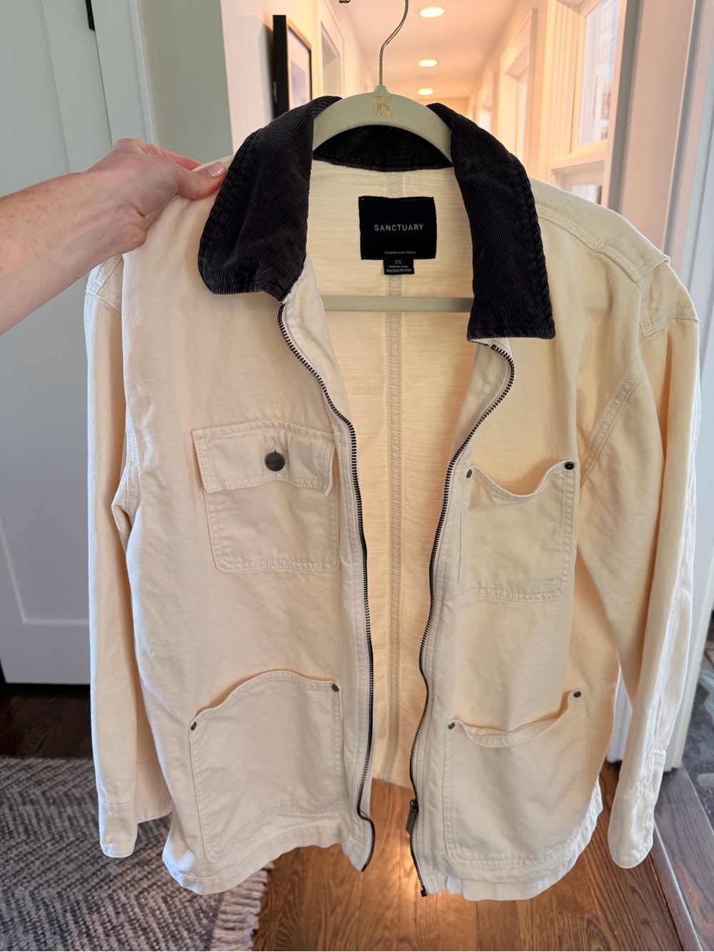 Sanctuary Cream Jacket with Black Corduroy Collar